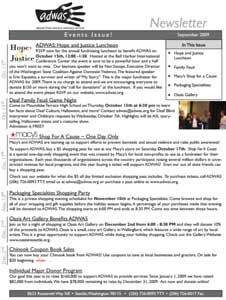 September 2009 Newsletter