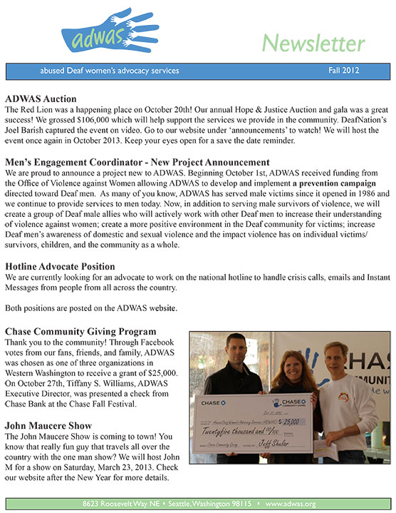 Fall 2012 Newsletter